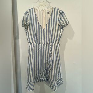 J. Crew White/Blue Stripe Summer Mini Dress